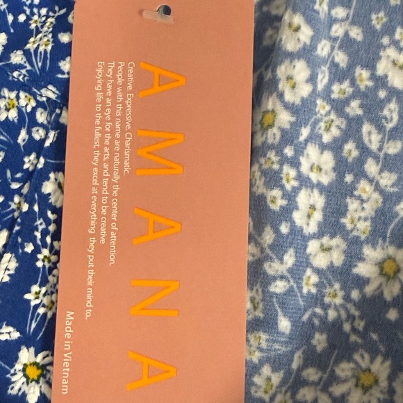 NWT Amana Blue Floral Sleeveless Blouse Split Neck Casual Spring Top M - Picture 7 of 9